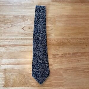 Murano Extra Long Silk Tie Blue White Floral Pattern Men's Necktie